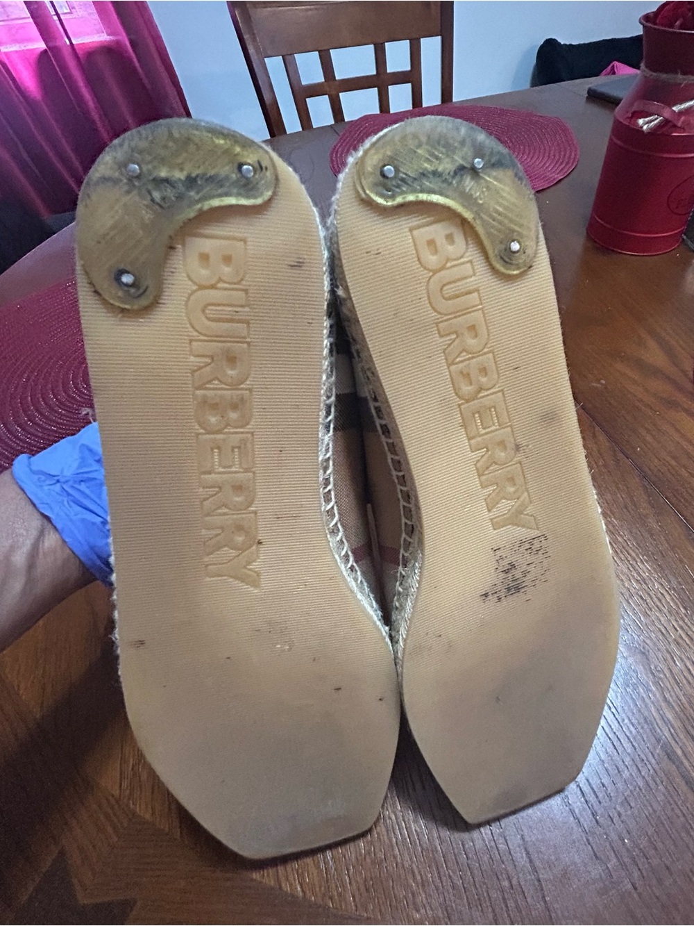 Burberry Beige Black White Plaid Espadrilles - Picture 3 of 4